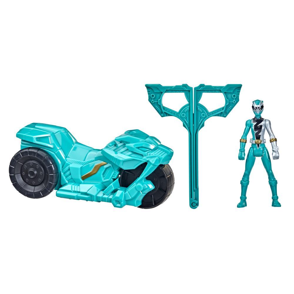 Power Rangers Dino Fury Rip N Go Sabertooth Battle Rider and Dino Fury Green Ranger 6-Inch-Scale Vehicle and Figure Toy