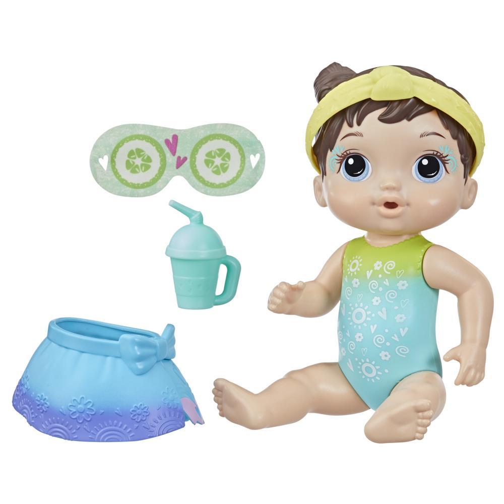 Baby Alive Rainbow Spa Baby Doll, 10-Inch Spa-Themed Toy for Kids Ages 3 and Up, Doll Eye Mask and Bottle, Brown Hair