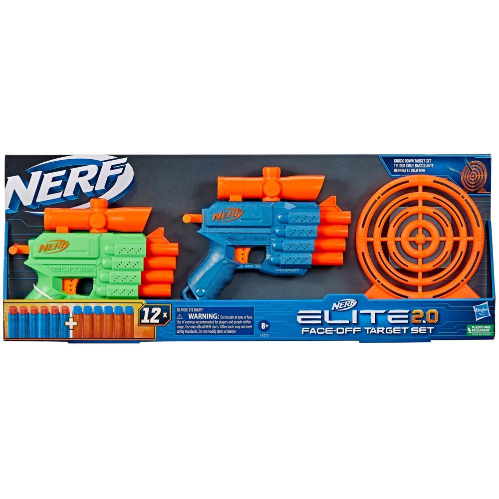 Nerf Elite 2.0 Face Off Target Set, Includes 2 Toy Foam Dart Blasters & Target & 12 Nerf Elite Darts