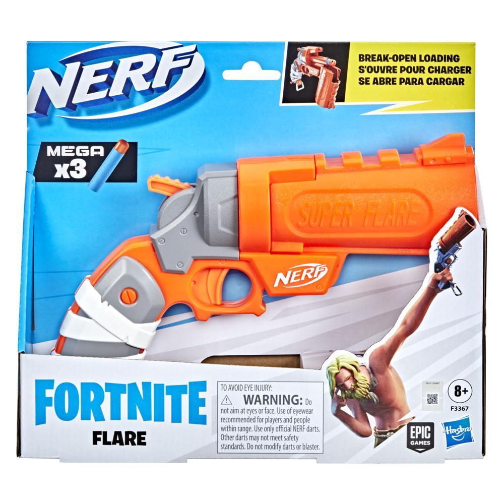 Nerf Fortnite Flare Dart Blaster, Break-Open Dart Loading, 3 Official Nerf Mega Whistle Darts, Pull-Down Priming Handle