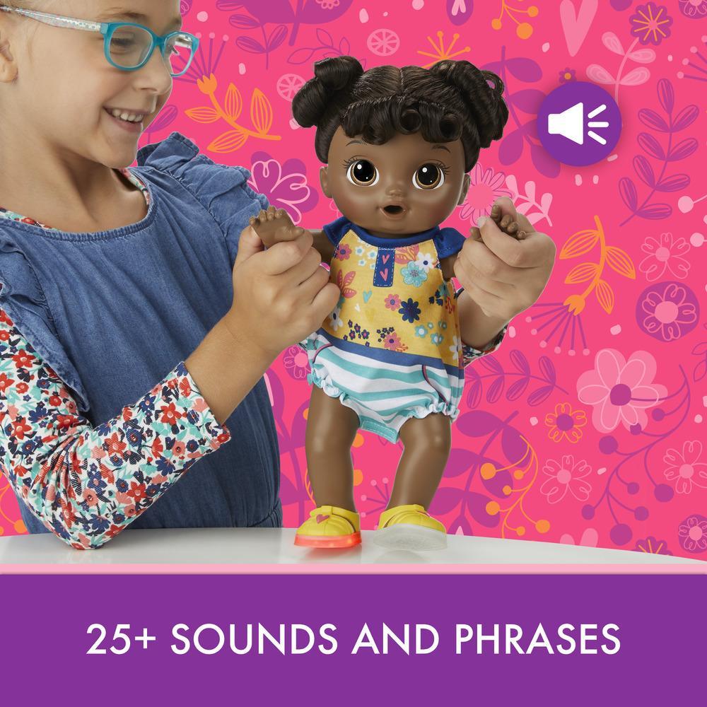 BABY ALIVE STEP 'N GIGGLE BABY Black Hair 25 SOUNDS-PHRASES Light Up Shoes NEW