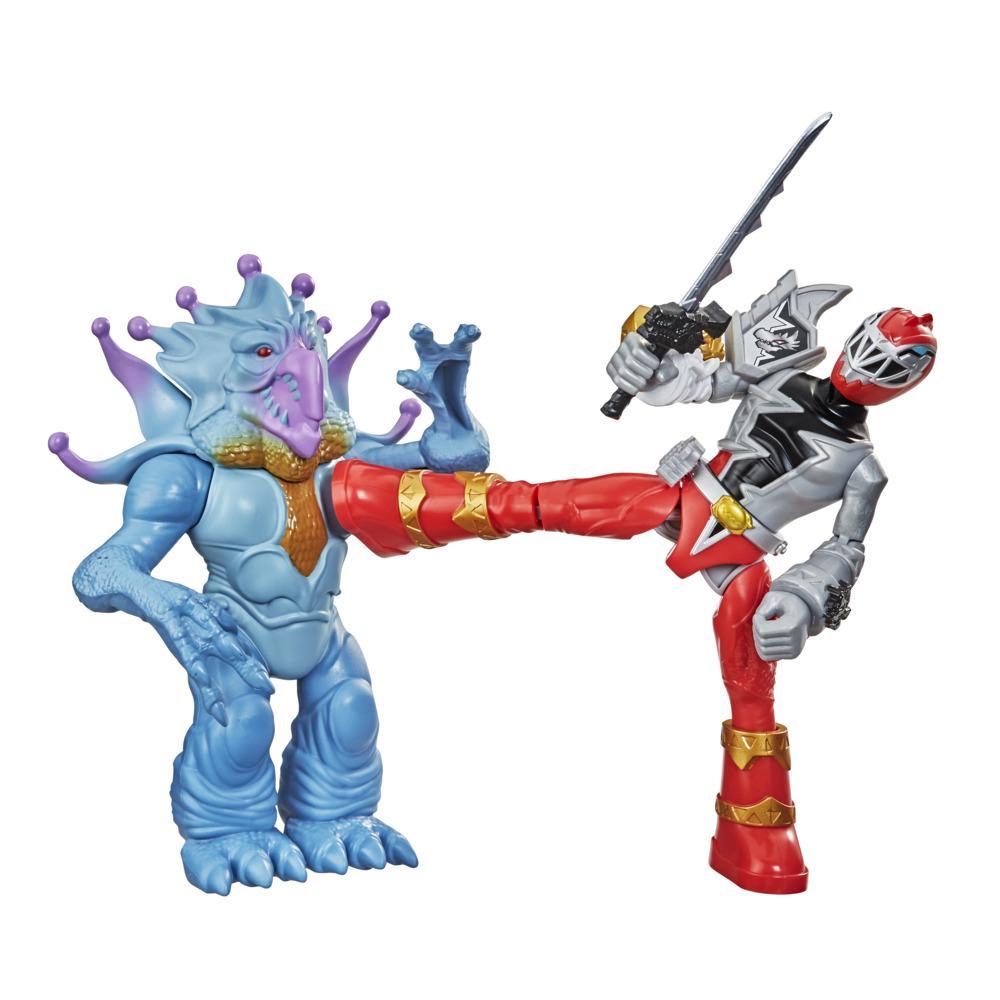 Power Rangers Dino Fury Battle Attackers 2-Pack Red Ranger vs. Doomsnake Kicking Action Figure Toys For Ages 4 and Up