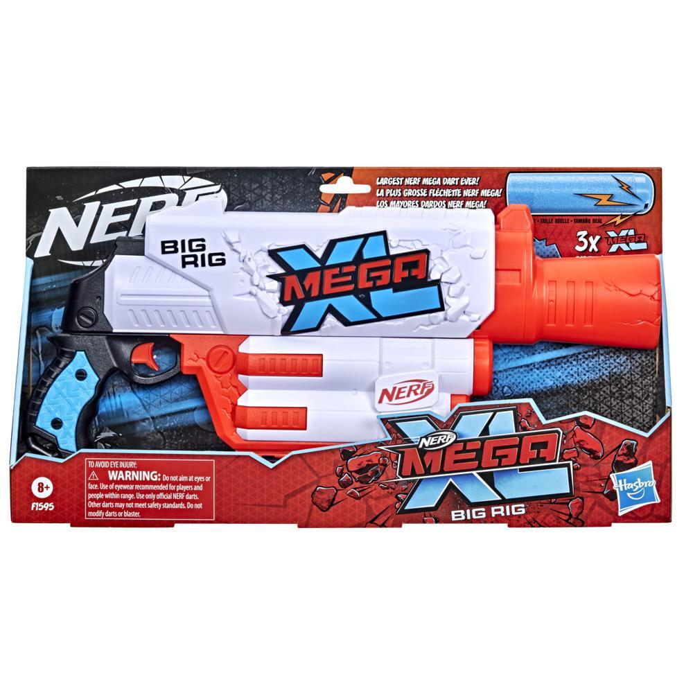 Nerf Mega XL Big Rig Blaster, Largest Nerf Mega Darts Ever, 3 Nerf Mega XL Whistler Darts, XL Dart Blasting, Dart Storage