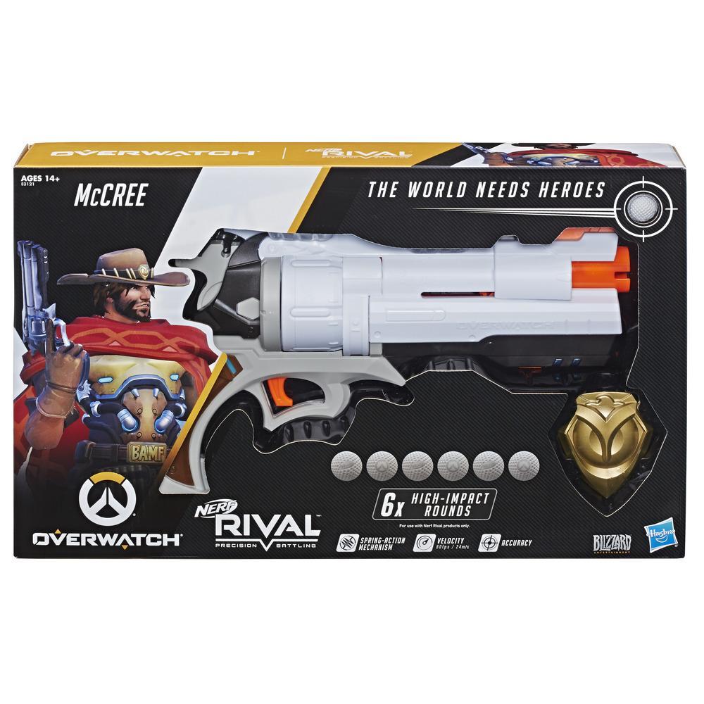 NERF Overwatch McCree Rival Blaster W/ Die Cast Badge & 6 Rounds 6c for sale online 