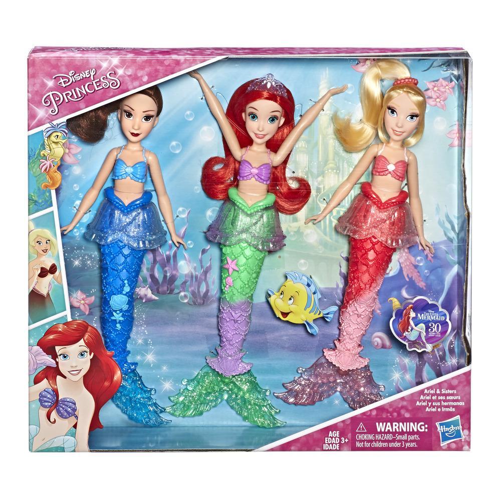 Disney Princess Ariel and Sisters Fashion Dolls, 3 Pack of Mermaid 