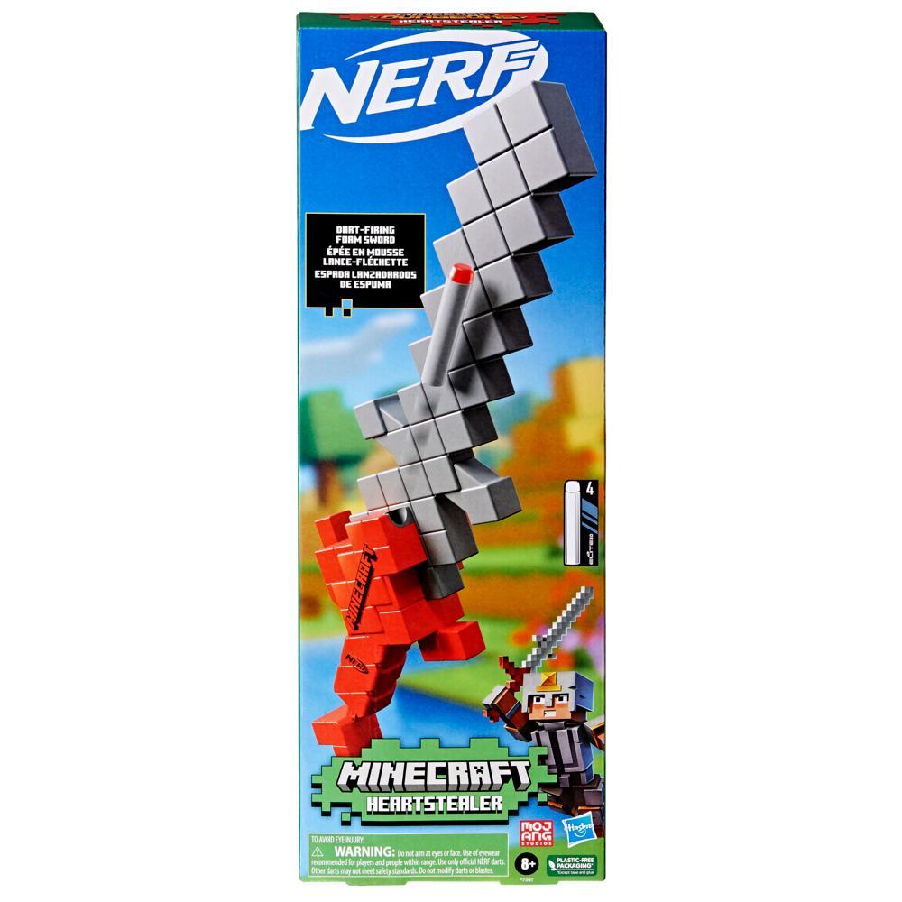 Nerf Minecraft Heartstealer Sword, 4 Nerf Elite Foam Darts, Foam Blade, Dart Blaster