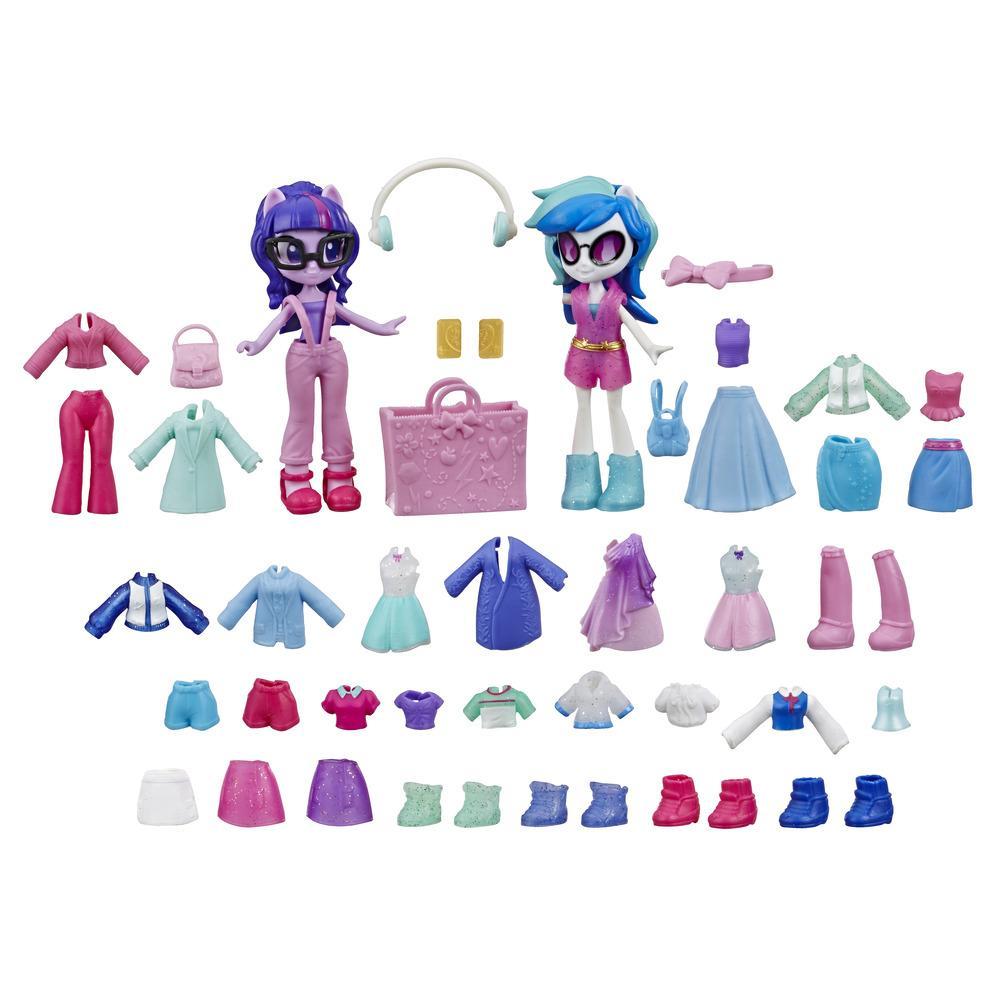 My Little Pony Equestria Girls Fashion Squad Twilight Sparkle and DJ Pon-3 Mini Doll Set Toy, Over 40 Pieces