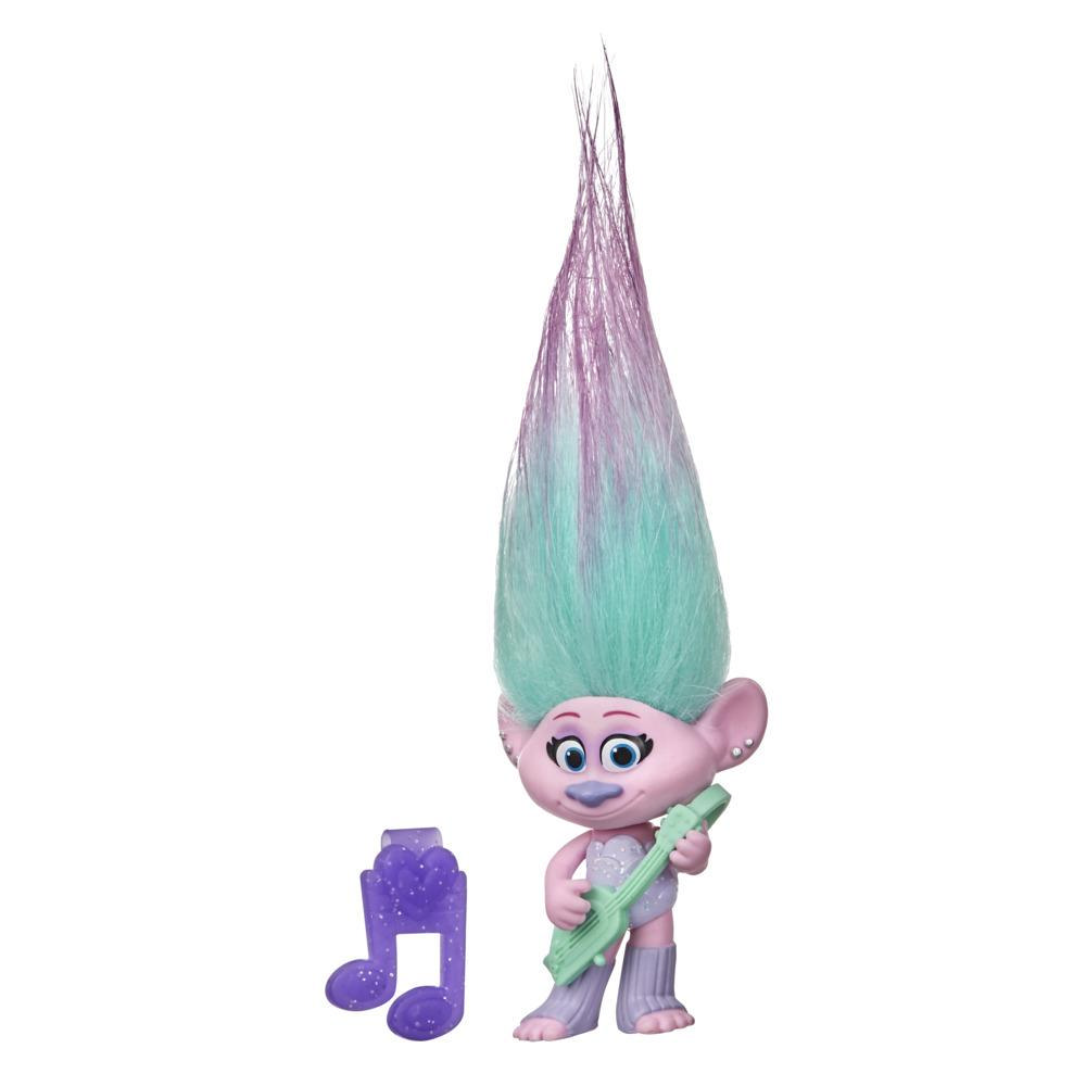 DreamWorks Trolls World Tour Satin Collectible Doll with Guitar Accessory, Toy Inspired by the Movie Trolls World Tour