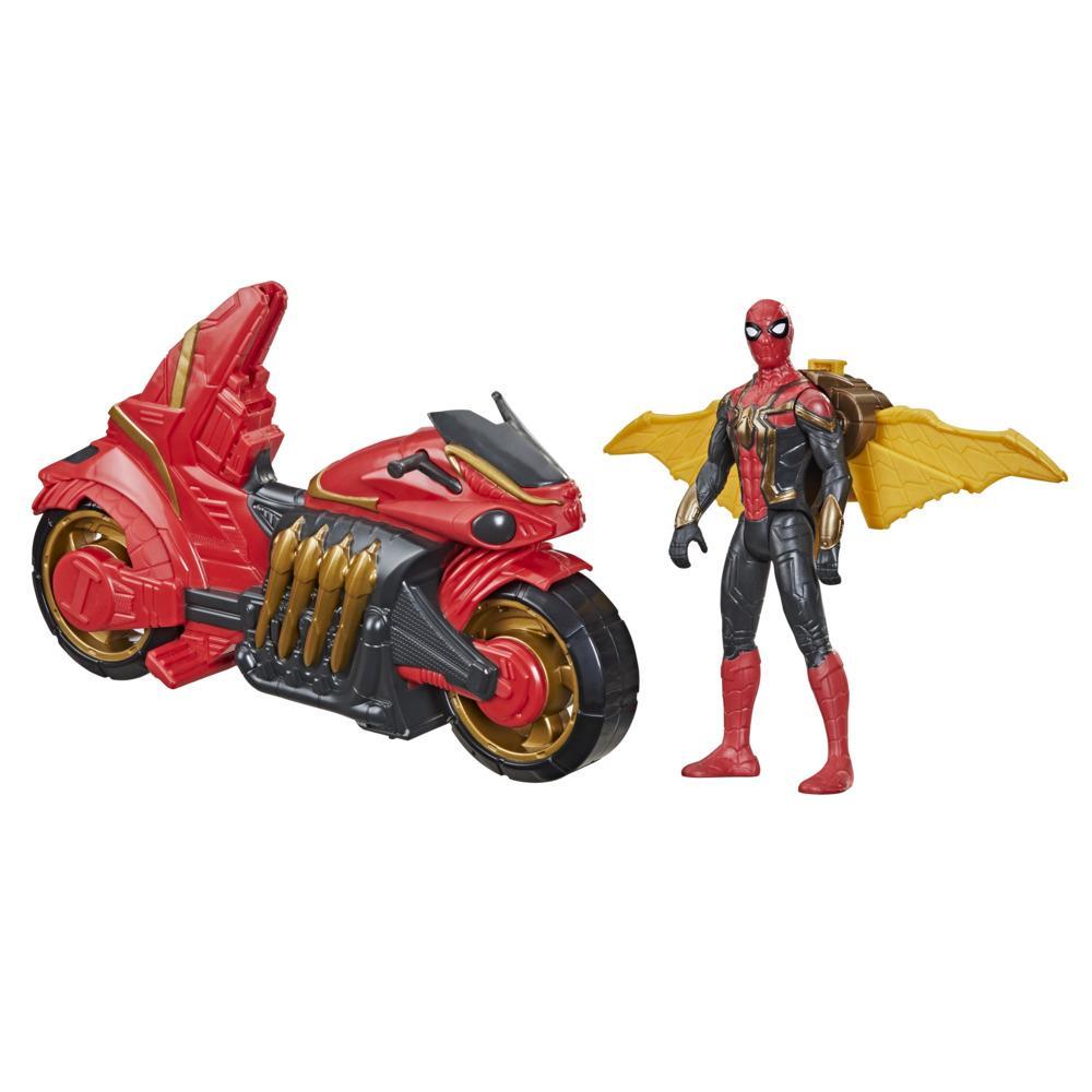 Marvel Spider-Man 6-Inch Jet Web Cycle Vehicle and Action Figure Toy With Wings, Spider-Man Movie-Inspired, For Age 4 and Up