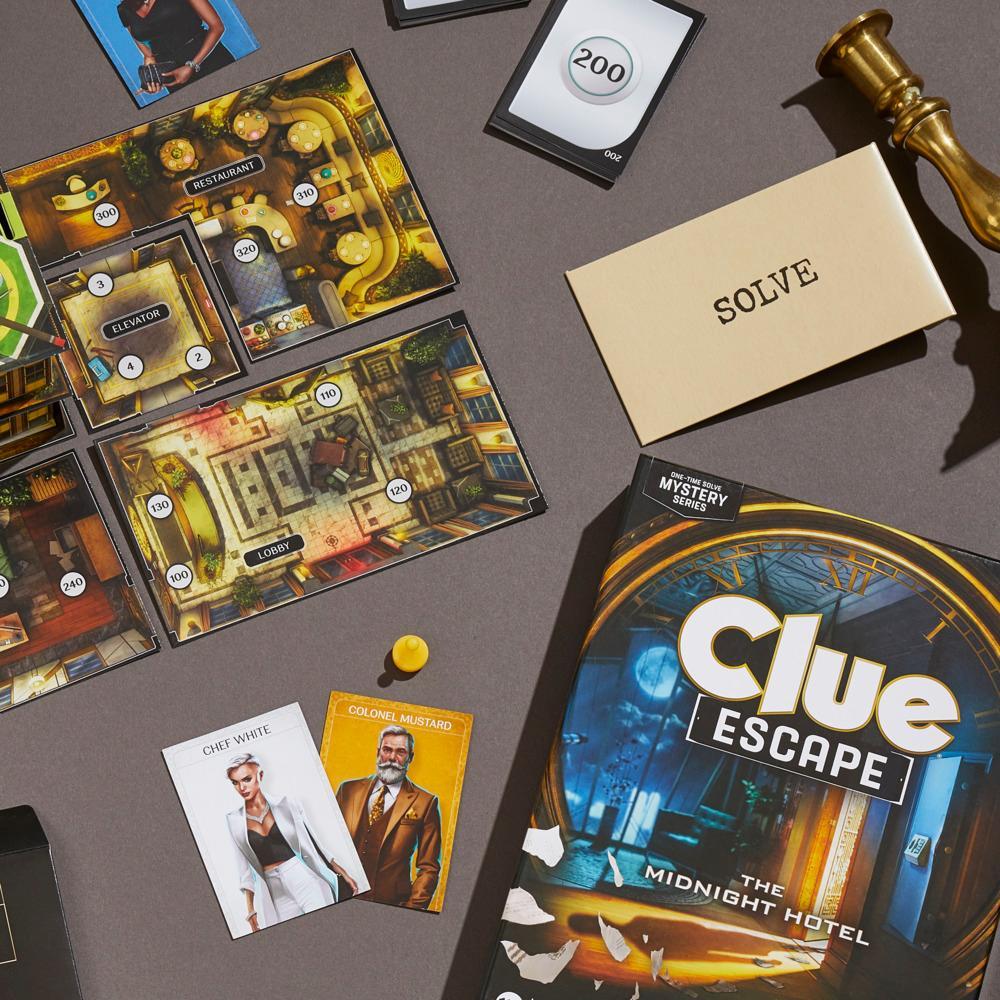 Clue Escape: The Midnight Hotel Board Game, 1-Time Solve Escape Room Games,  Mystery Games, Ages 10+ - Hasbro Games