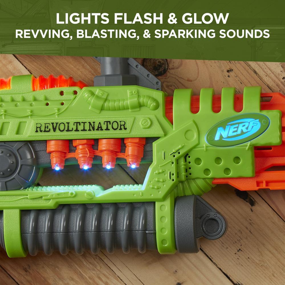 Revoltinator Nerf Zombie Strike Toy Blaster with Motorized Lights Sounds and 18 Official Nerf Darts For Kids, Teens, and Adults