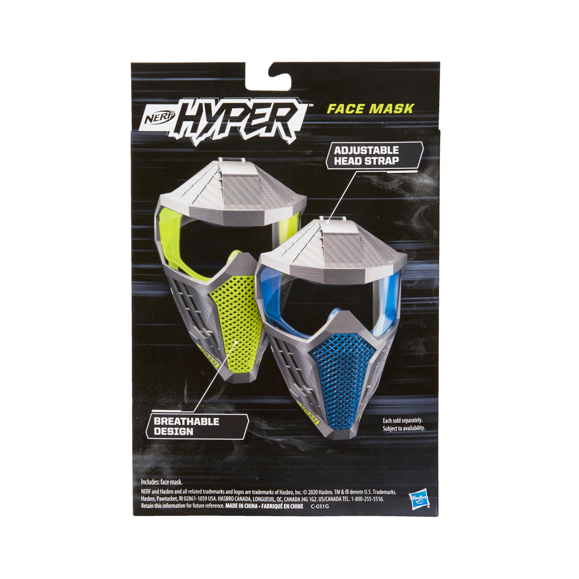 Nerf Hyper Face Mask -- Breathable Design, Adjustable Head Strap -- Blue Team Color -- For Teens, Adults