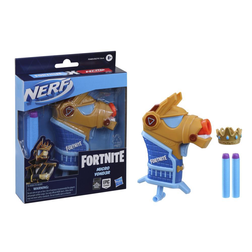 Nerf Fortnite Micro Y0nd3r Blaster -- Fortnite Yond3r Outfit Design -- Includes 2 Nerf Darts and Removable Crown