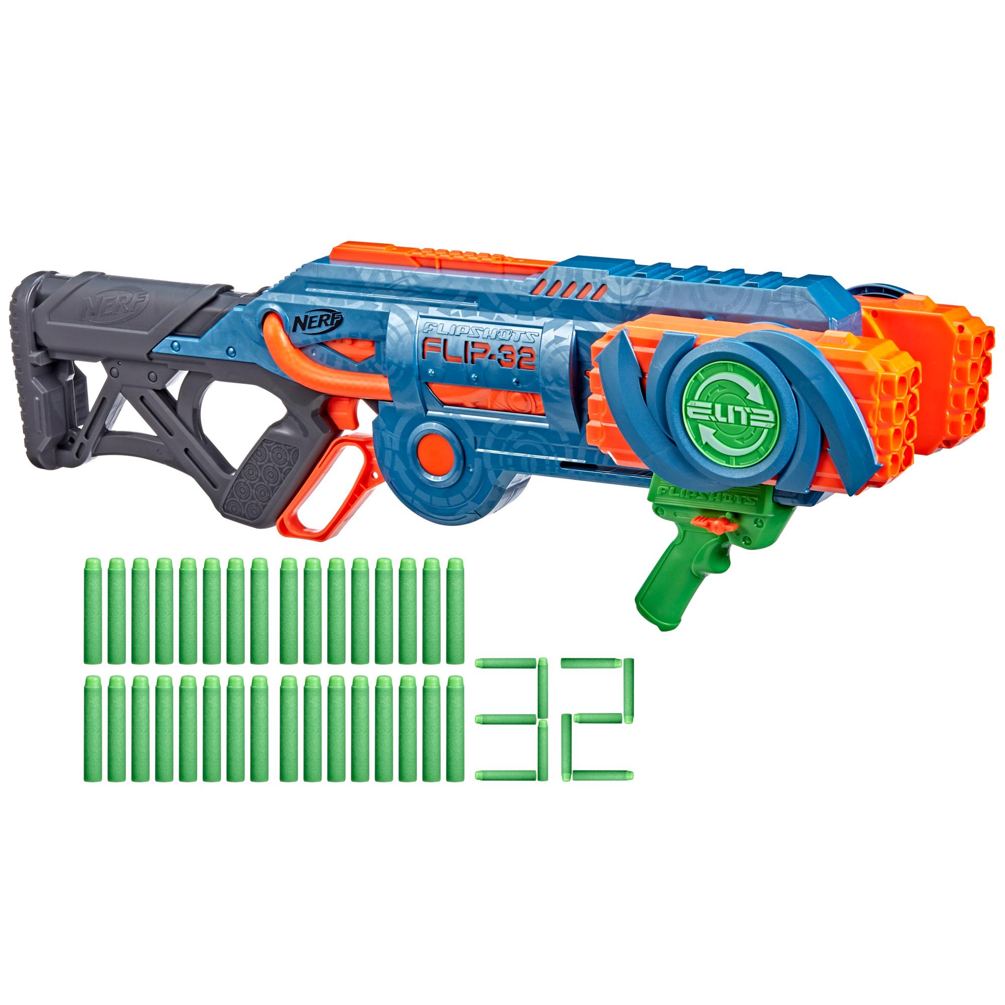 Nerf Elite 2.0 Flipshots Flip-32 Blaster, 32 Dart Barrels Flip to Double Your Firepower, 32-Dart Capacity, 32 Nerf Darts