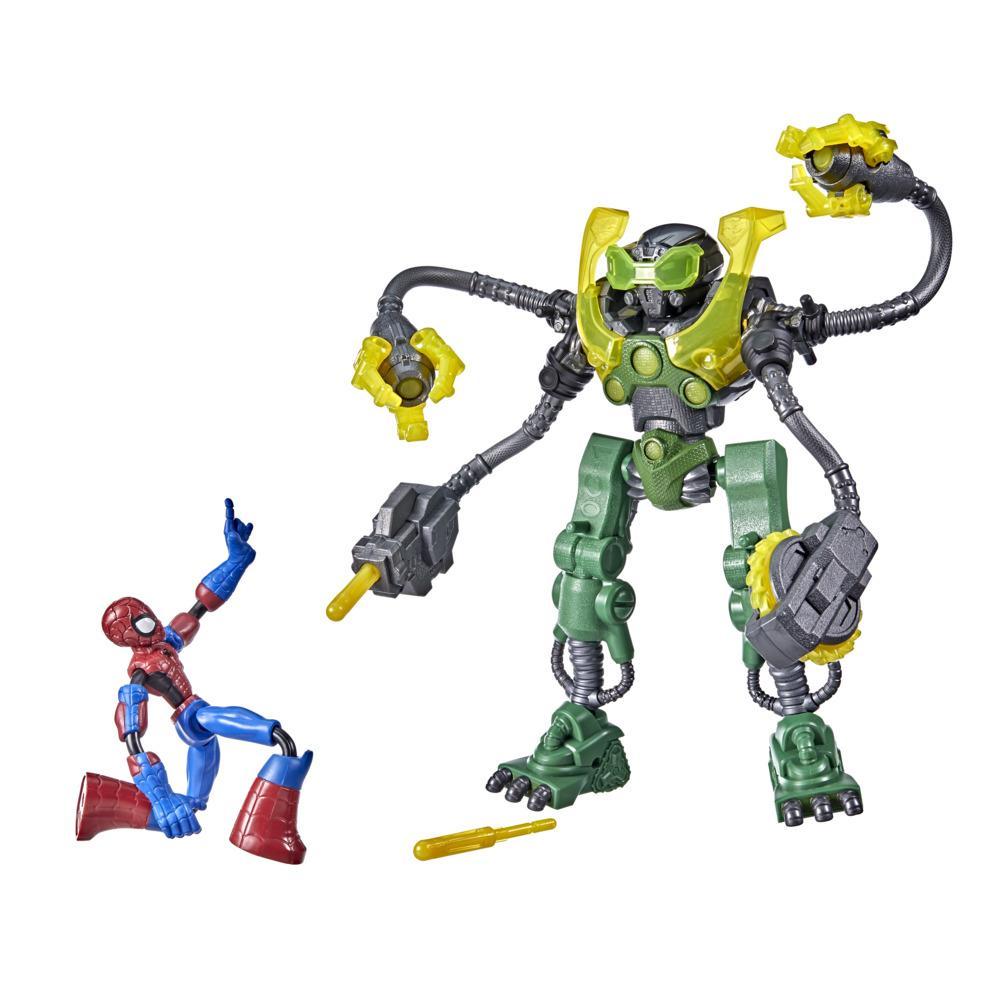Marvel Spider-Man Bend And Flex Action Spider-Man Vs. Ock-Bot, 6-inch Spider-Man and 10-Inch Ock-Bot, For Ages 4 And Up