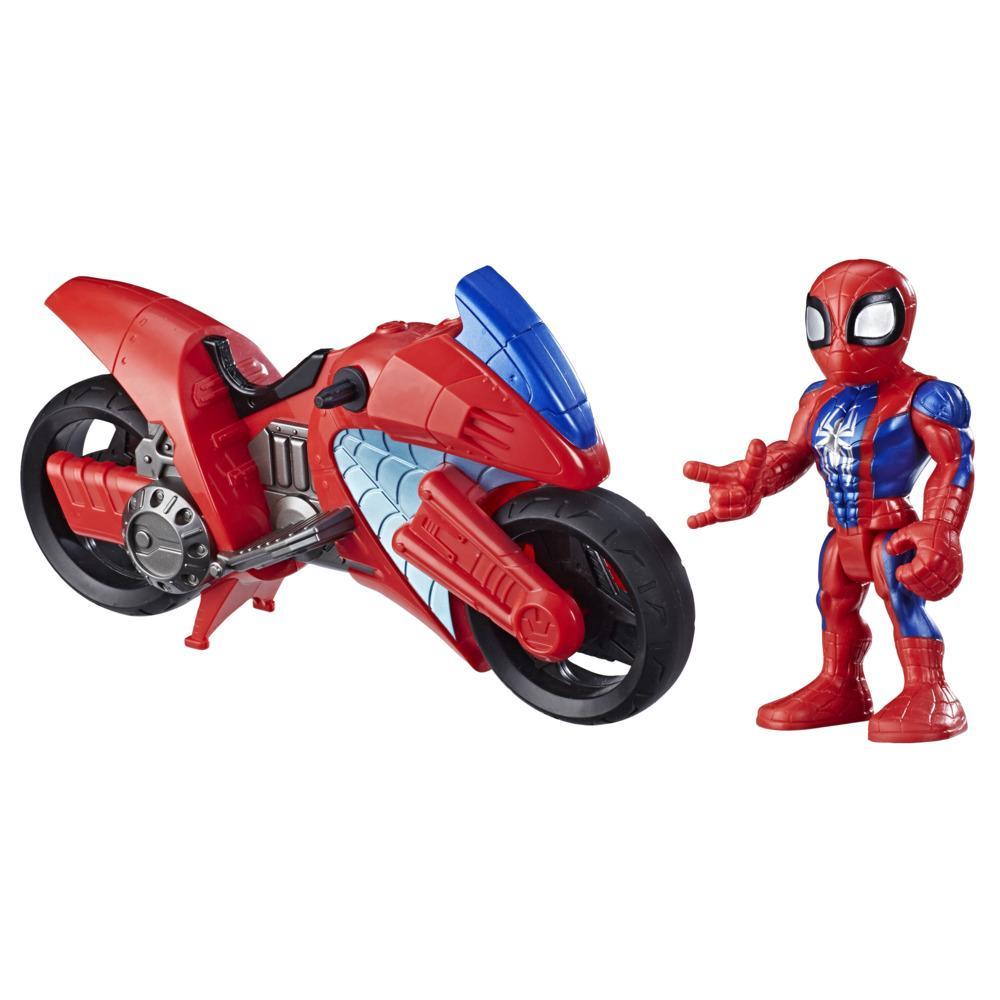 Playskool Heroes Marvel Super Hero Adventures Spider-Man Swingin' Speeder, 5-Inch Figure and Motorcycle Set Toys