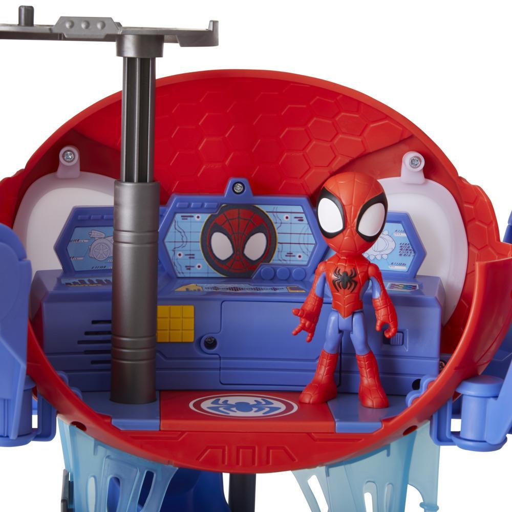 Spidey and His Amazing Friends Marvel Web-Quarters Juego con luces y  sonidos, incluye figura de acción Spidey y auto de juguete, para niños a  partir