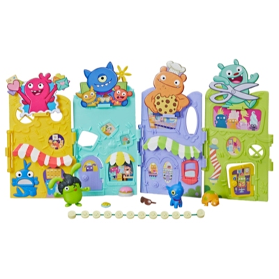 UglyDolls Uglyville Unfolded Main Street Playset and Portable Tote, 3 Figures and Accessories