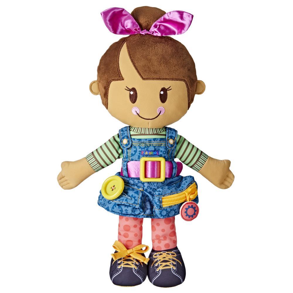 Playskool Dressy Kids Girl Doll with Brown Hair, Activity Plush Toy for Kids Ages 2 and Up (Amazon Exclusive)