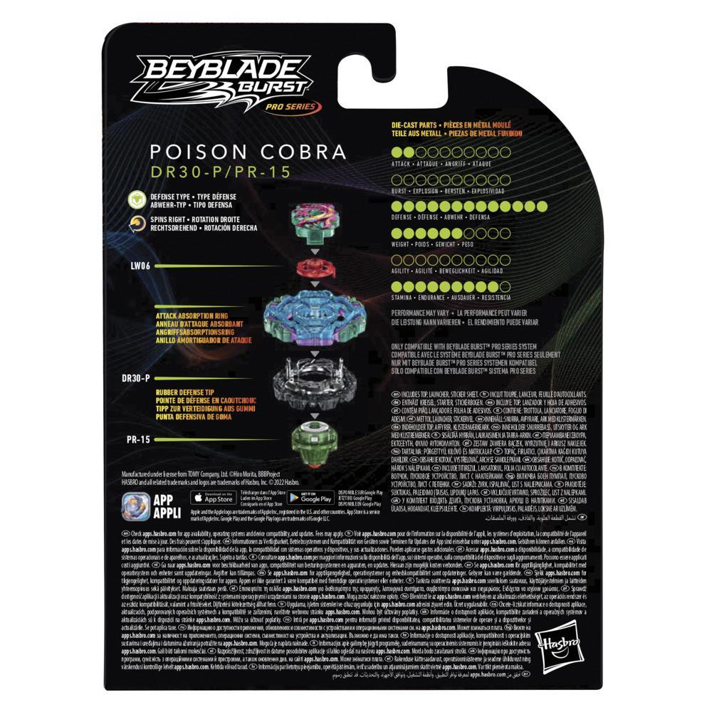 Beyblade Burst Pro Series Poison Cobra Spinning Top Starter Pack -- Battling Game Top with Launcher Toy