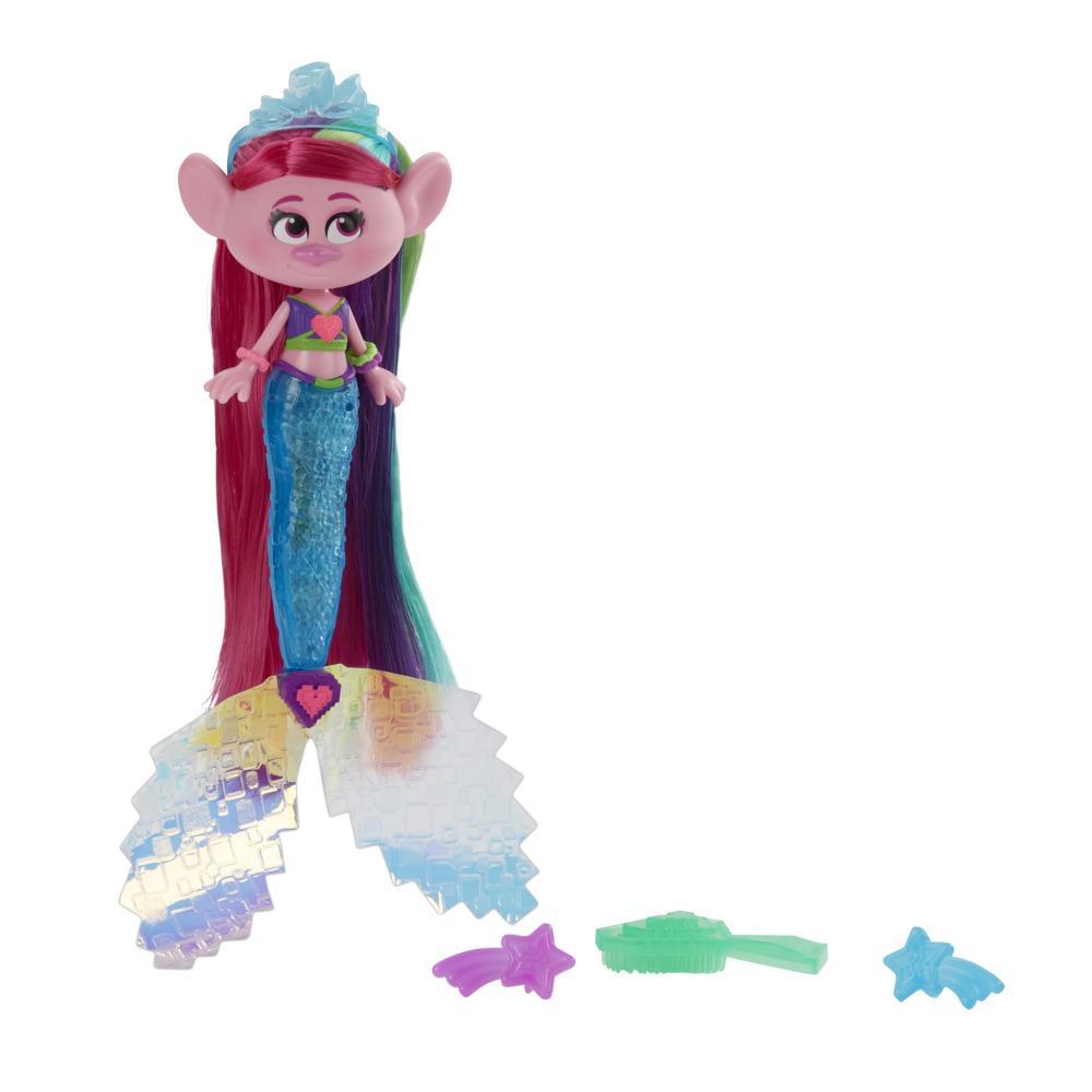 DreamWorks TrollsTopia Techno Mermaid Poppy Doll, Lights Up In or Out of Water, Toy for Kids 4 Years Old and Up
