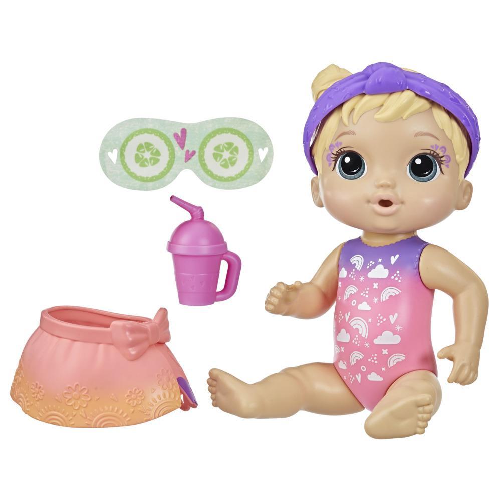 Baby Alive Rainbow Spa Baby Doll, 10-Inch Spa-Themed Toy for Kids Ages 3 and Up, Doll Eye Mask and Bottle, Blonde Hair
