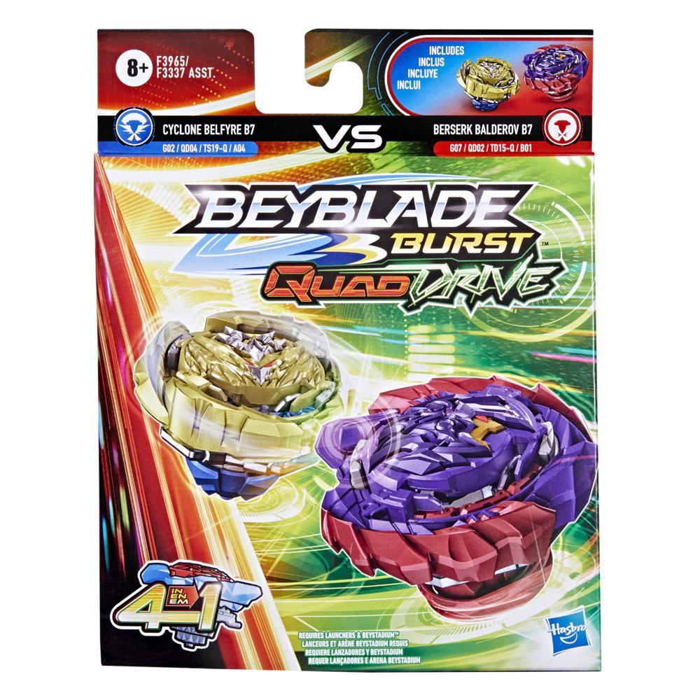 Beyblade Burst QuadDrive Berserk Balderov B7 and Cyclone Belfyre B7 Spinning Top Dual Pack -- Battling Game Top Toy