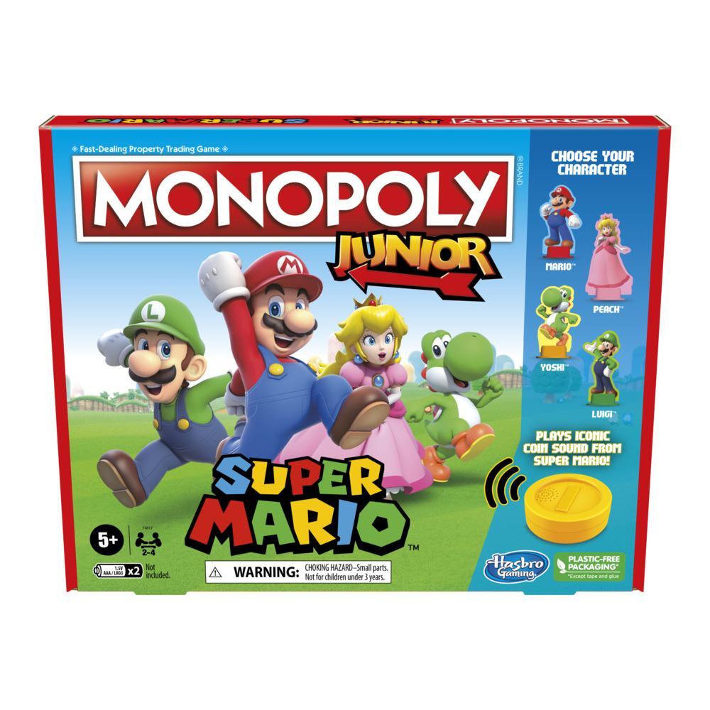 Monopoly Junior Super Mario Edition Board Game, Ages 5+, Explore the Mushroom Kingdom as Mario, Peach, Yoshi, or Luigi