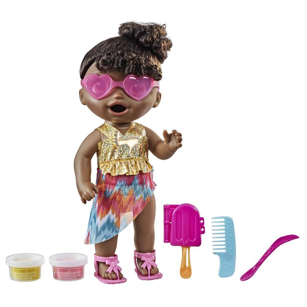 Baby Alive Sunshine Snacks Doll, Eats and "Poops," Waterplay Baby Doll, Ice Pop Mold, Toy for Kids 3 and Up, Black Hair