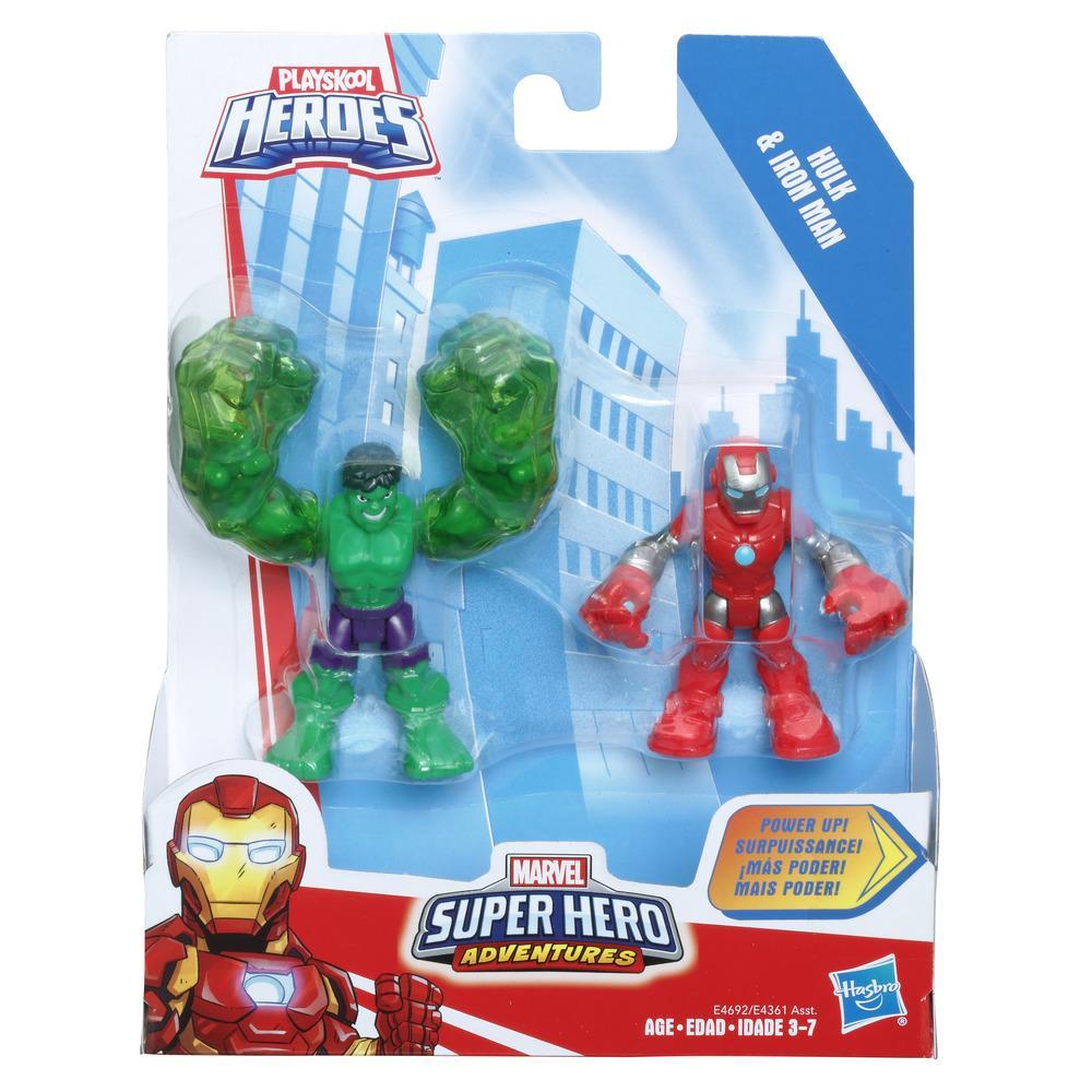 2Pcs PlaySkool CAPTAIN AMERICA & IRON-MAN Marvel Super Hero Figure 2.5" Boy Toy 