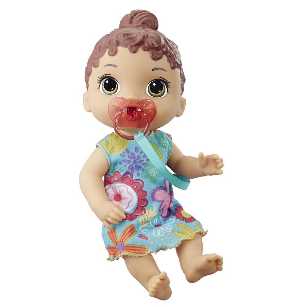 Baby Alive Baby Lil Sounds: Interactive Brown Hair Baby Doll for Girls and Boys Ages 3 and Up, Makes 10 Sound Effects, including Giggles, Cries, Baby Doll with Pacifier