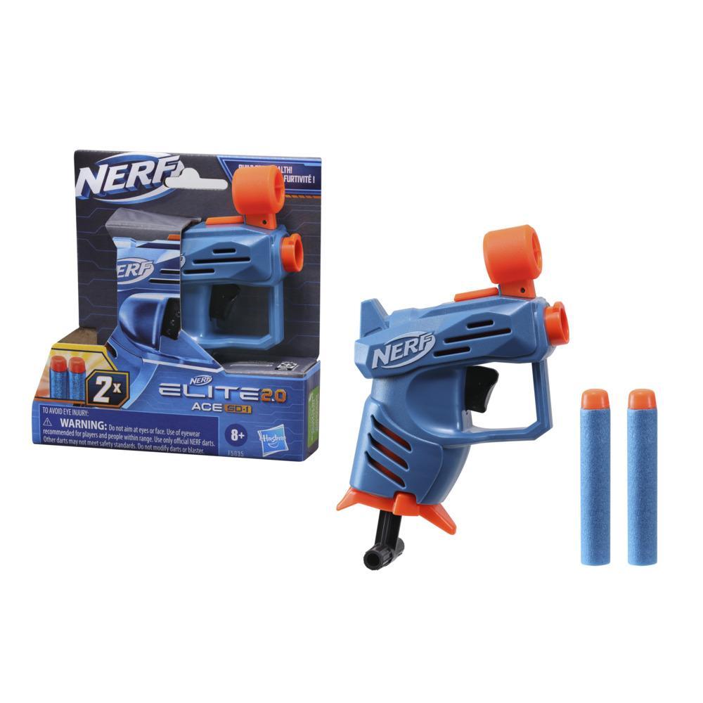Nerf Elite 2.0 Ace SD-1 Blaster and 2 Official Nerf Elite Darts, Onboard 1-Dart Storage, Stealth-Sized, Easy to Use
