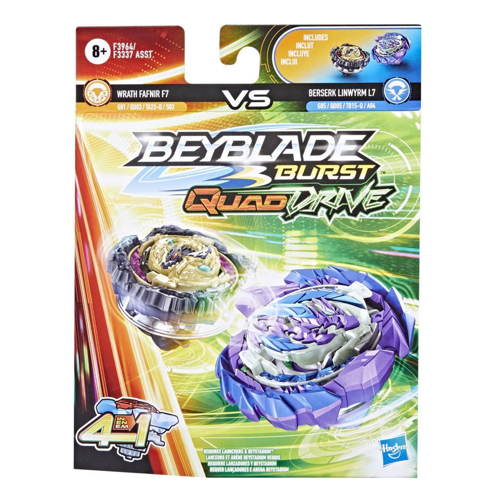 Beyblade Burst QuadDrive Wrath Fafnir F7 and Berserk Linwyrm L7 Spinning Top Dual Pack -- Battling Game Top Toy