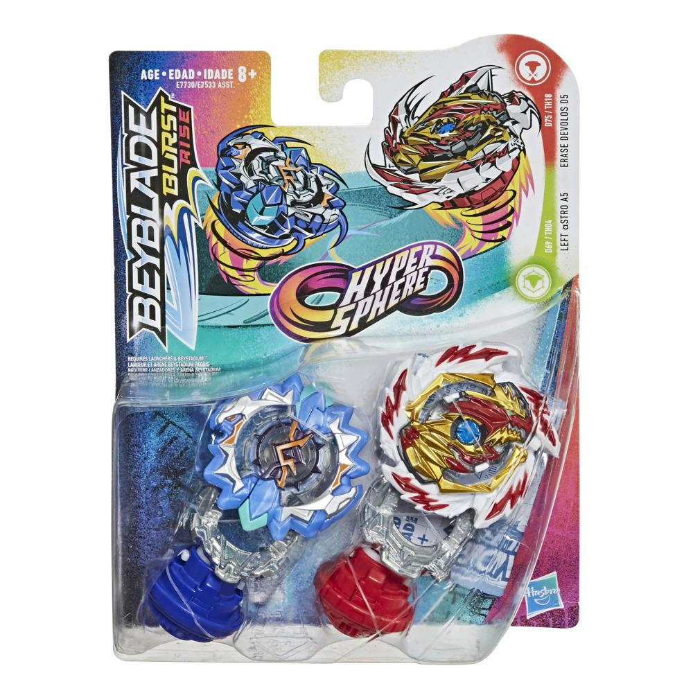 Beyblade Burst Rise Hypersphere Dual Pack Erase Devolos D5 and Left Astro A5 -- 2 Battling Top Toys, Ages 8 and Up