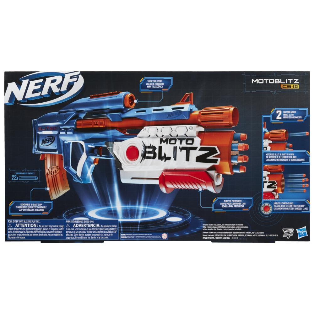 Nerf Elite 2.0 Motoblitz CS-10 Blaster, Motorized 10-Dart Blasting, Airblitz 6 Darts At Once, Clip, 22 Elite Darts