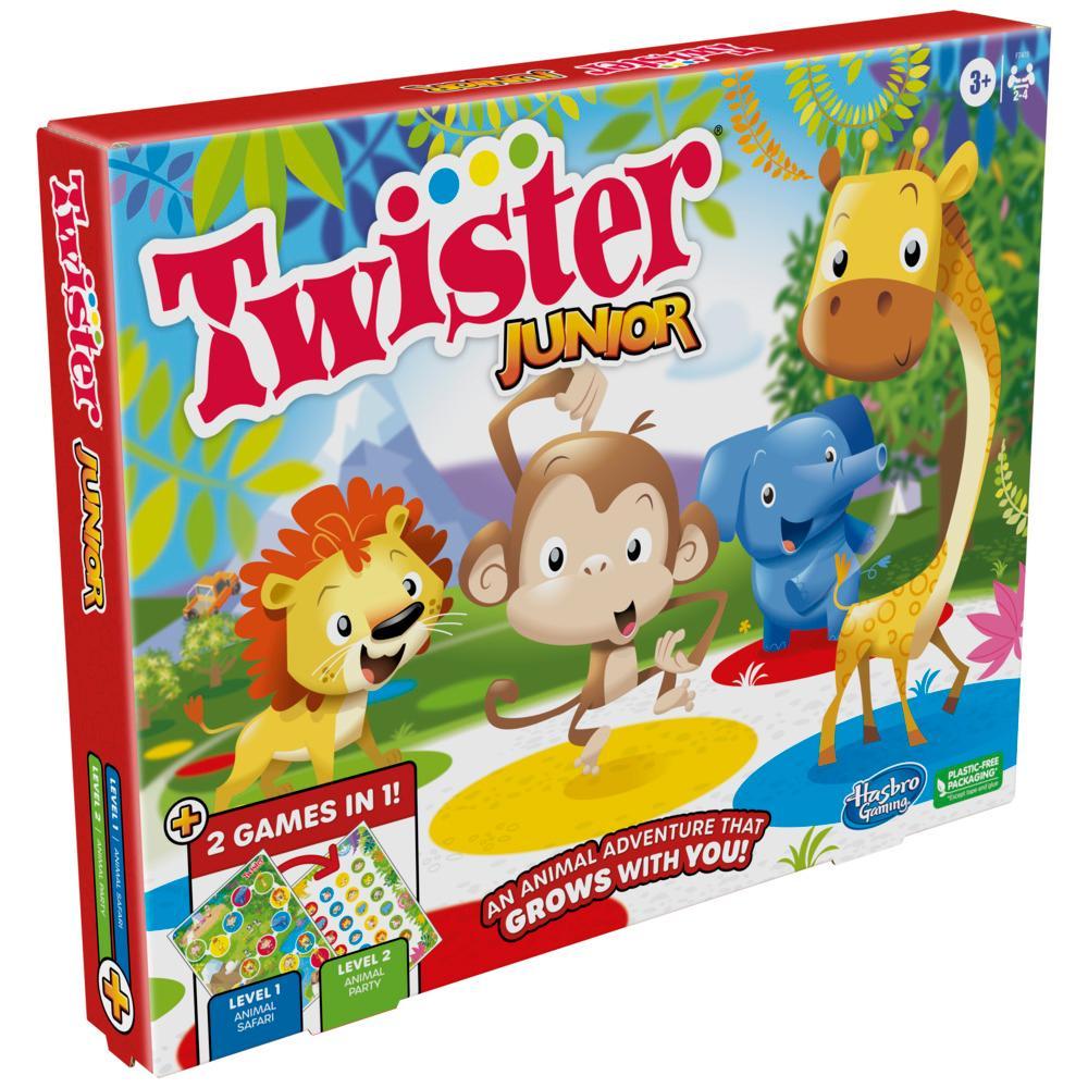 Twister Junior Game, Animal Adventure 2-Sided Mat, Game for 2-4