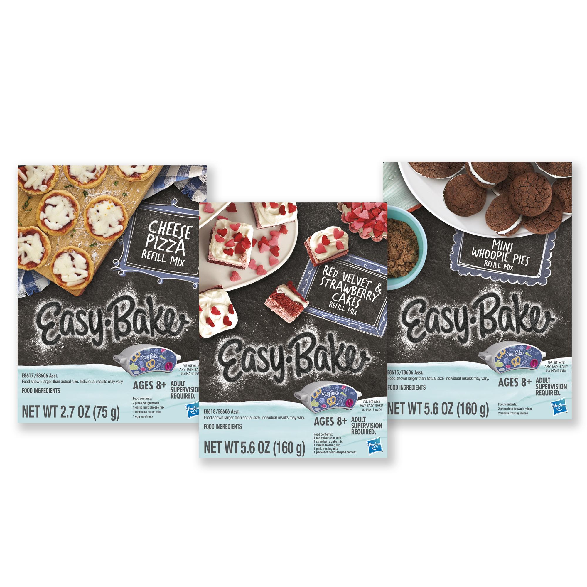 Easy-Bake Ultimate Oven Toy Refill Mix 3-Pack, Pizza, Whoopie Pies, Red Velvet & Strawberry Cake Mixes, Ages 8 and Up