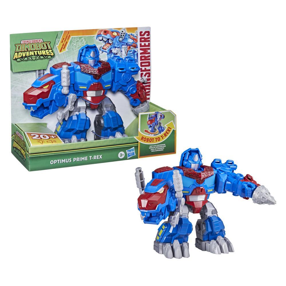 Transformers Dinobot Adventures Optimus Prime T-Rex with Lights and Sounds,  9+-inch Toy, Ages 3 and Up | Transformers