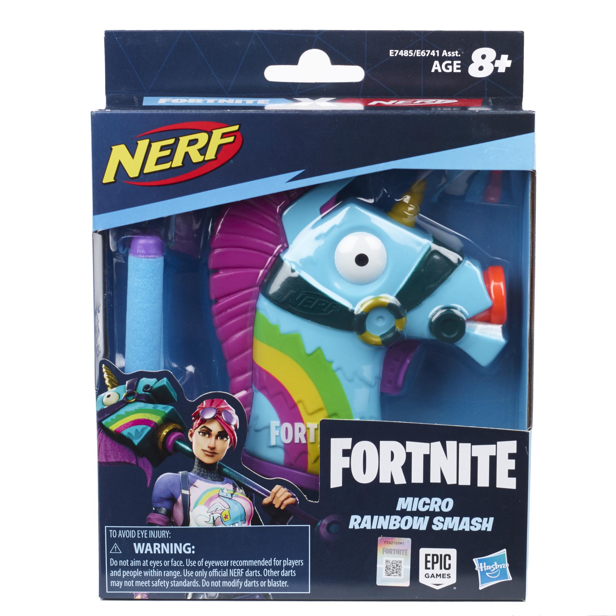 Nerf MicroShots Fortnite Rainbow Smash -- Mini Dart Blaster and 2 Official Nerf Elite Darts -- For Youth, Teens, Adults