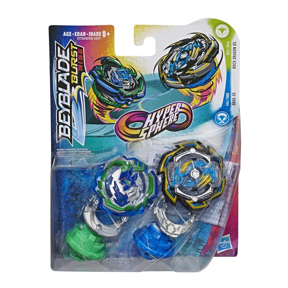 Beyblade Burst Rise Hypersphere Dual Pack Rock Dragon D5 and Ogre O5 -- 2 Right-Spin Battling Top Toys, Ages 8 and Up