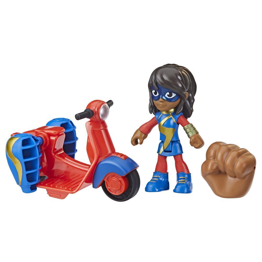 Marvel Spidey and His Amazing Friends Ms. Marvel Action Figure and Embiggen Bike Vehicle, Preschool Toy, Ages 3 And Up