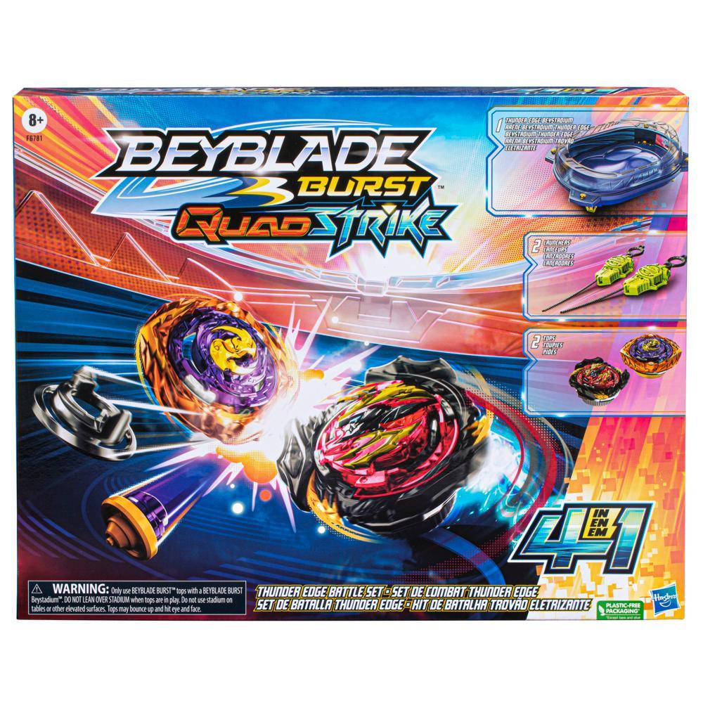 Beyblade Burst QuadStrike Thunder Edge Battle Set with Beystadium, 2 Spin Top Toys, and 2 Launchers