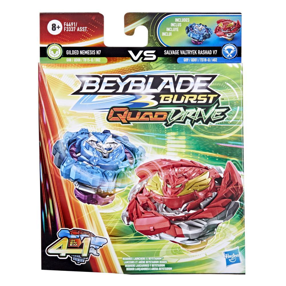 Beyblade Burst QuadDrive Salvage Valtryek Rashad V7 and Gilded Nemesis N7 Spinning Top Dual Pack -- Battling Game Top Toy