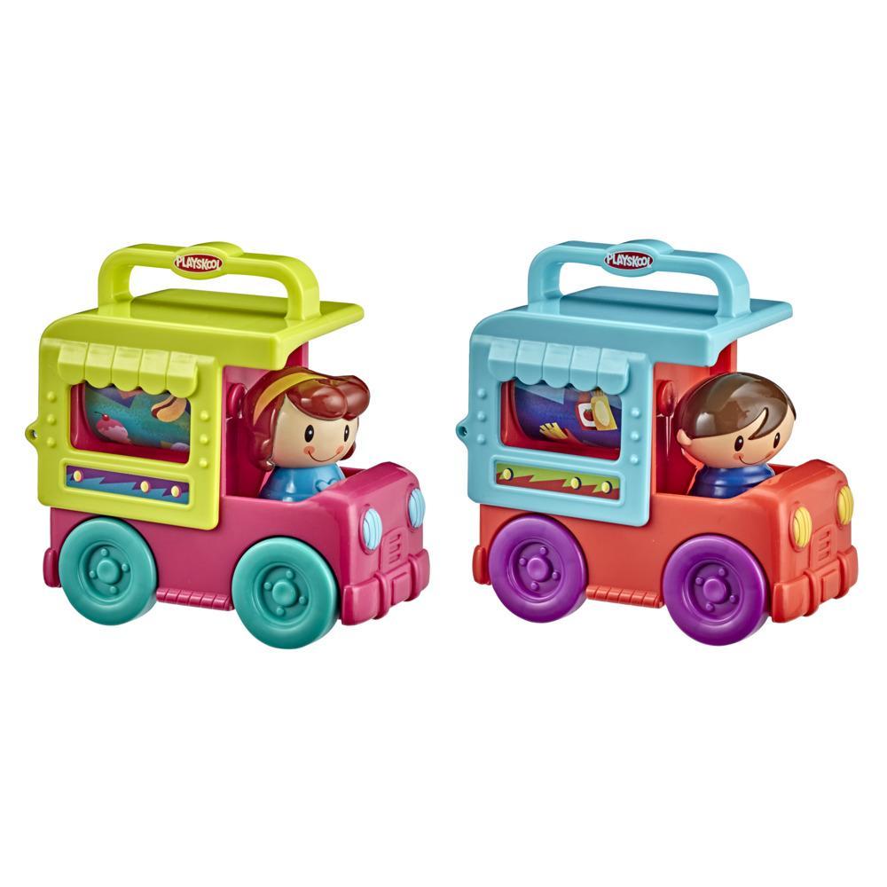 Playskool Fold 'n Roll Trucks Activity Toy Bundle of 4 Vehicles for Toddlers 12 Months and Up, Food Truck and Ice Cream Truck Themes with 2 of Each (Amazon Exclusive)