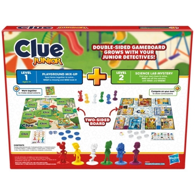 Clue Junior Game, 2-Sided Gameboard, 2 Games in 1, Clue Mystery Game for Ages 4+