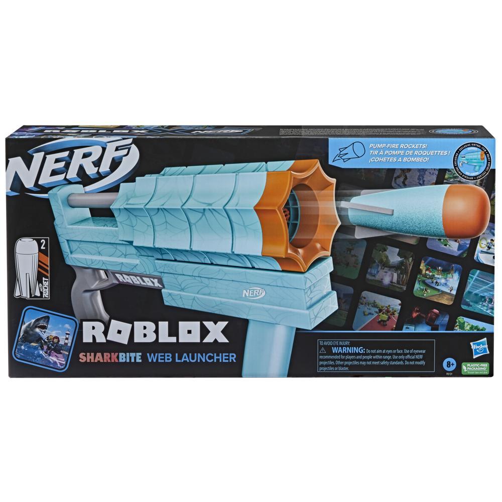 Nerf Roblox SharkBite: Web Launcher Rocker Blaster, Includes Code to Redeem Exclusive Virtual Item, 2 Nerf Rockets