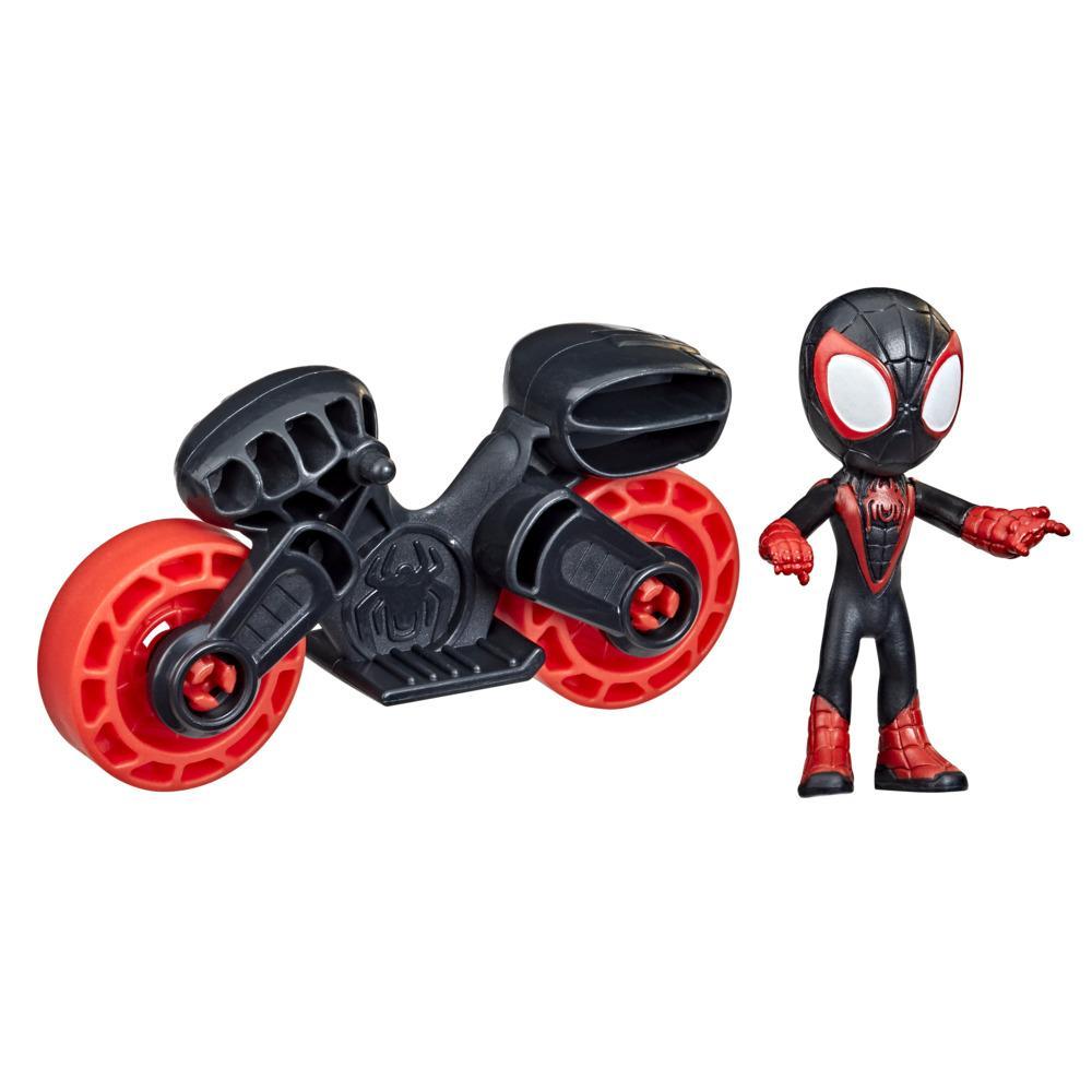 Marvel Spidey and His Amazing Friends - Figura de Miles Morales con moto