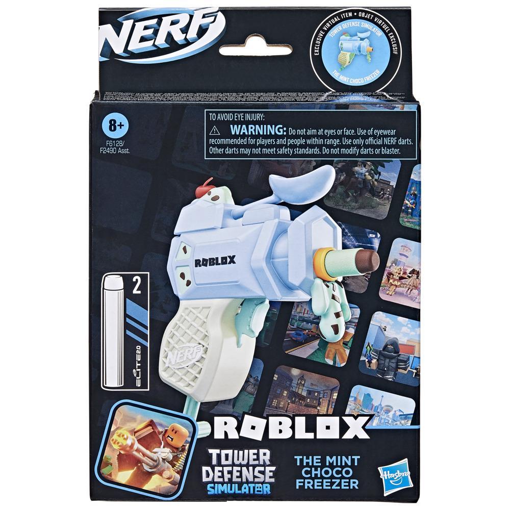 Nerf MicroShots Roblox - Simulador de Defensa de Torres: Lanzador Mint Choco Freezer