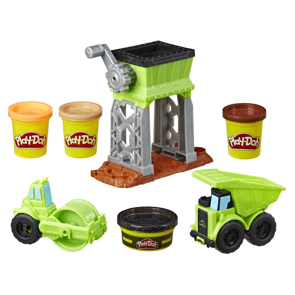 Juguete de construcción Play-Doh Wheels Grava y pavimento con masa de construcción de pavimento no tóxica y 3 colores adicionales