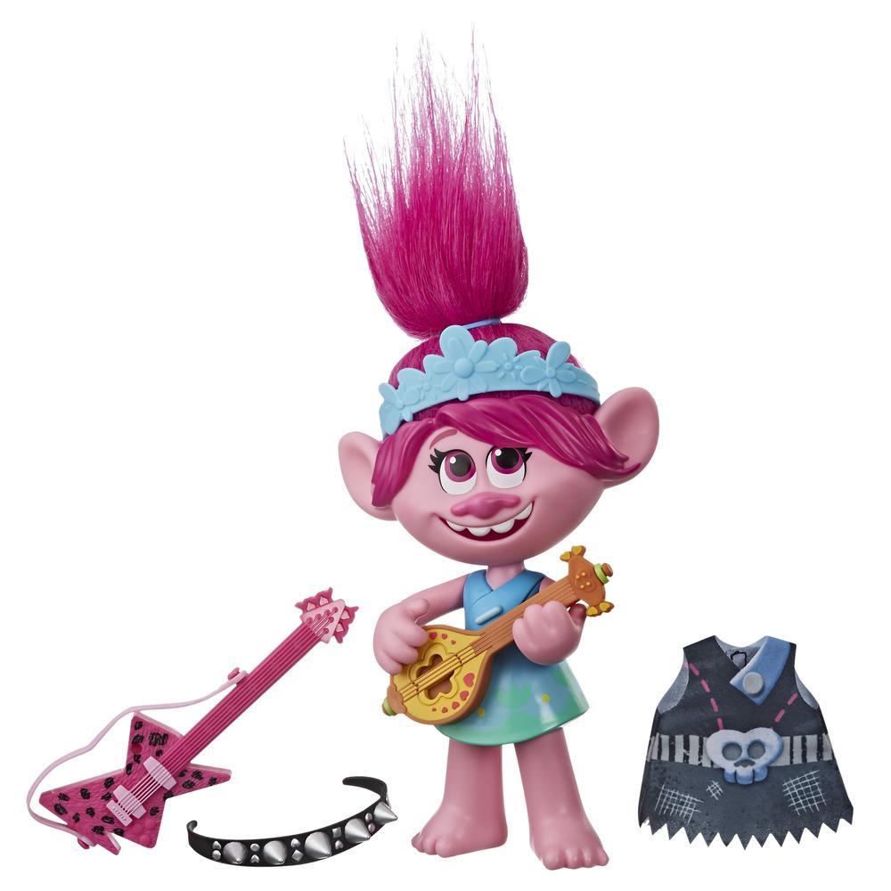 DreamWorks Trolls World Tour - Poppy Pop/Rock - Muñeca que canta y viste con dos estilos diferentes